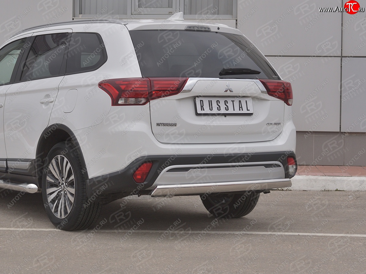 15 999 р. Защита заднего бампера (Ø75x42 мм, нержавейка) Russtal Mitsubishi Outlander GF 3-ий рестайлинг (2018-2022)  с доставкой в г. Королёв