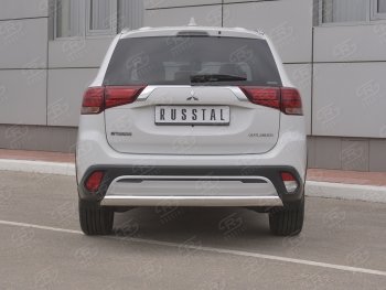 15 999 р. Защита заднего бампера (Ø75x42 мм, нержавейка) Russtal Mitsubishi Outlander GF 3-ий рестайлинг (2018-2022)  с доставкой в г. Королёв. Увеличить фотографию 2