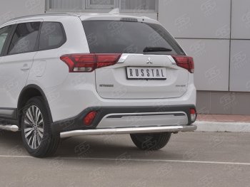 Защита заднего бампера (Ø63 мм, нержавейка) RUSSTAL Mitsubishi Outlander GF 3-ий рестайлинг (2018-2022)