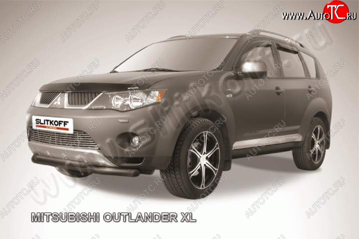 10 499 р. Защита переднего бампер Slitkoff  Mitsubishi Outlander  XL (2005-2009) (CW)  дорестайлинг (Цвет: серебристый)  с доставкой в г. Королёв