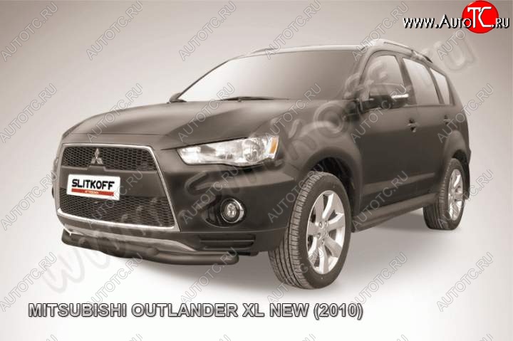 10 499 р. Защита переднего бампер Slitkoff Mitsubishi Outlander XL (CW)  рестайлинг (2010-2013) (Цвет: серебристый)  с доставкой в г. Королёв