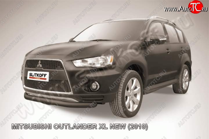 8 999 р. защита переднего бампера Slitkoff  Mitsubishi Outlander  XL (2010-2013) (CW)  рестайлинг (Цвет: серебристый)  с доставкой в г. Королёв