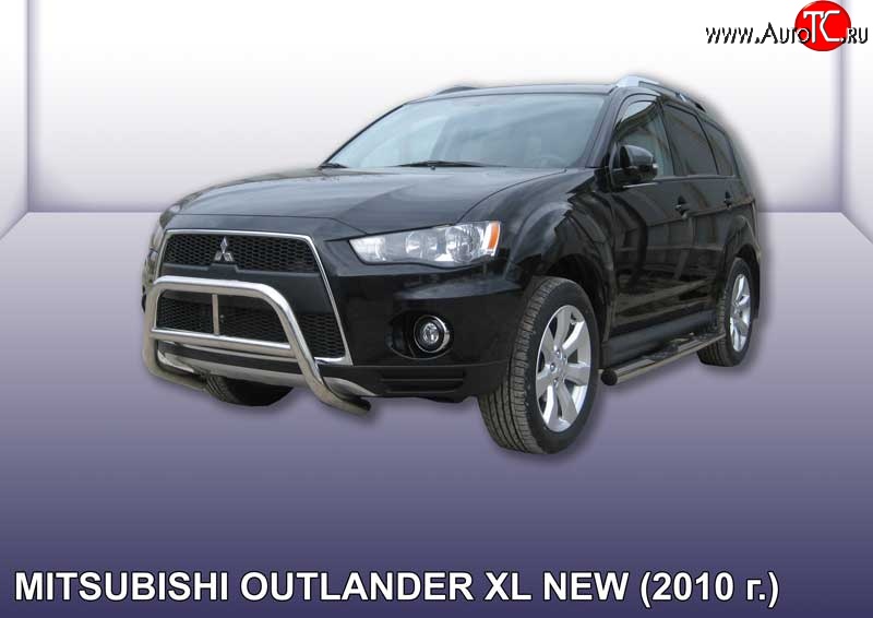 26 999 р. Усиленная защита переднего бампера из трубы диаметром 57 мм Slitkoff Mitsubishi Outlander XL (CW)  рестайлинг (2010-2013) (Нержавейка, Полированная)  с доставкой в г. Королёв