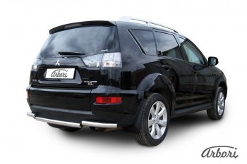 8 999 р. Защита заднего бампера Arbori (короткая, нержавейка, 1 труба d57 mm). Mitsubishi Outlander XL (CW)  рестайлинг (2010-2013)  с доставкой в г. Королёв. Увеличить фотографию 2