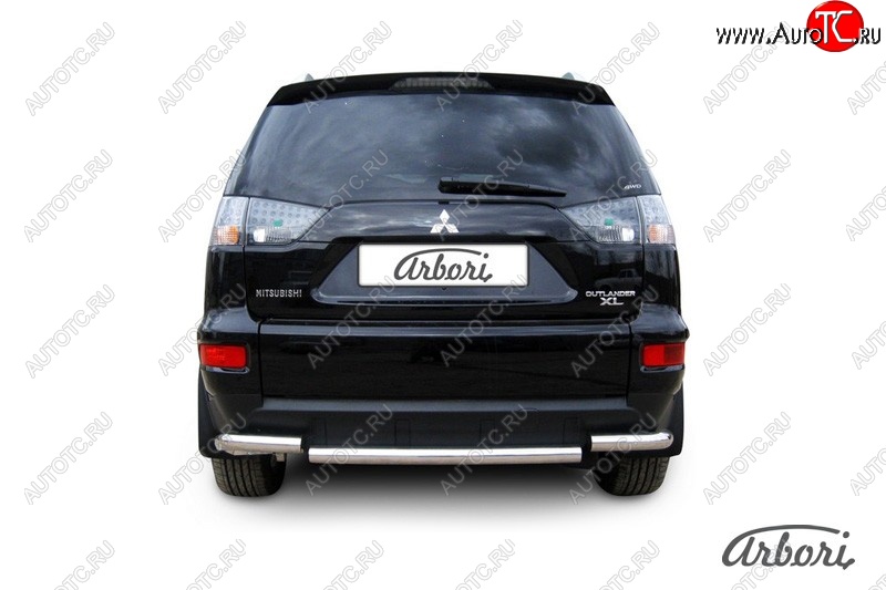 8 999 р. Защита заднего бампера Arbori (короткая, нержавейка, 1 труба d57 mm). Mitsubishi Outlander XL (CW)  рестайлинг (2010-2013)  с доставкой в г. Королёв