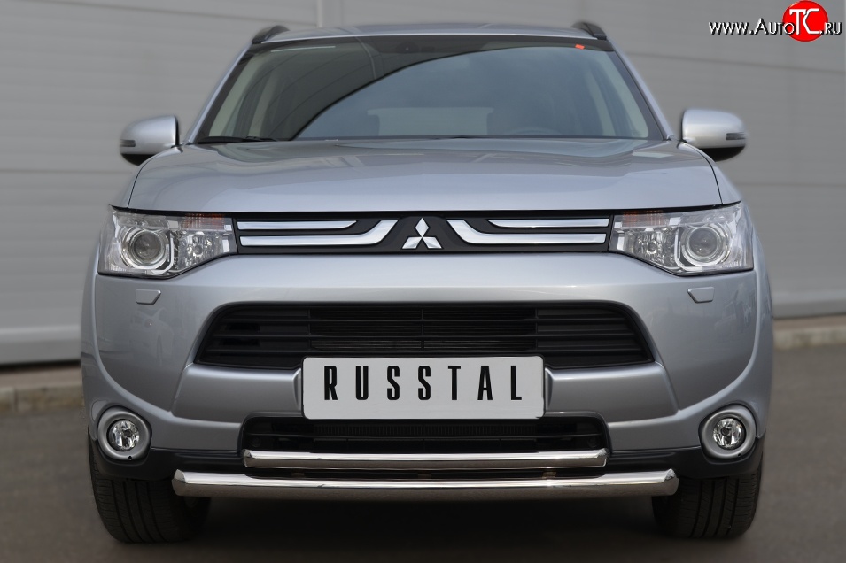 16 999 р. Защита переднего бампера (2 трубыØ63 и 42 мм, нержавейка) SLITKOFF Mitsubishi Outlander GF дорестайлинг (2012-2014)  с доставкой в г. Королёв