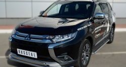 22 949 р. Защита переднего бампера (2 трубыØ75х42 и 63 мм, нержавейка) Russtal Mitsubishi Outlander GF 2-ой рестайлинг (2015-2018)  с доставкой в г. Королёв. Увеличить фотографию 4