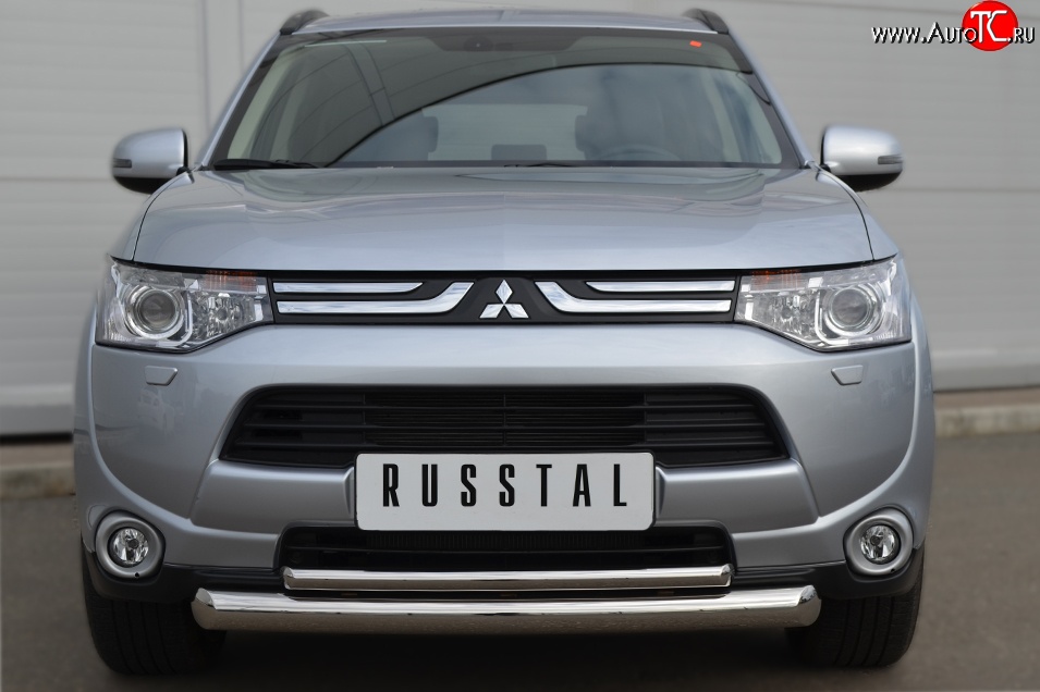 19 699 р. Защита переднего бампера (2 трубыØ76 и 42 мм, нержавейка) SLITKOFF  Mitsubishi Outlander  GF (2012-2014) дорестайлинг  с доставкой в г. Королёв