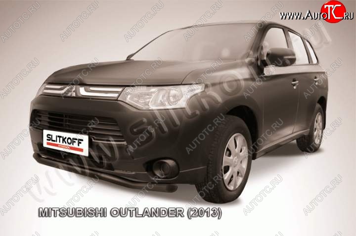 10 599 р. Защита переднего бампера Slitkoff (57мм)  Mitsubishi Outlander  GF (2012-2014) дорестайлинг (Цвет: серебристый)  с доставкой в г. Королёв