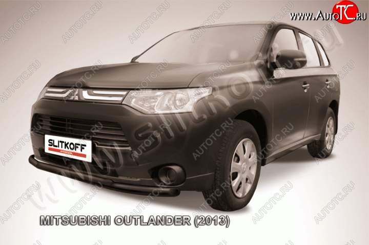 9 899 р. Защита переднего бампер Slitkoff  Mitsubishi Outlander  GF (2012-2014) дорестайлинг (Цвет: серебристый)  с доставкой в г. Королёв