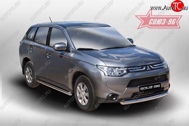 13 274 р. Защита переднего бампера одинарная Souz-96 (d76) Mitsubishi Outlander GF дорестайлинг (2012-2014)  с доставкой в г. Королёв