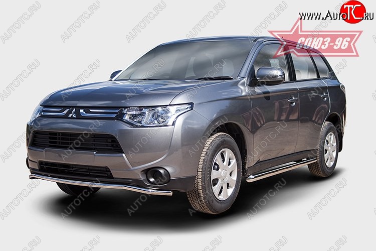 10 934 р. Защита переднего бампера диаметр трубы 42 мм Premium Souz-96 Mitsubishi Outlander GF дорестайлинг (2012-2014)  с доставкой в г. Королёв