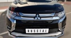 14 549 р. Одинарная защита переднего бампера диаметром 63 мм SLITKOFF Mitsubishi Outlander GF 2-ой рестайлинг (2015-2018)  с доставкой в г. Королёв. Увеличить фотографию 2