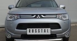 14 999 р. Одинарная защита переднего бампера диаметром 76 мм SLITKOFF  Mitsubishi Outlander  GF (2012-2014) дорестайлинг  с доставкой в г. Королёв. Увеличить фотографию 3