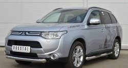 14 999 р. Одинарная защита переднего бампера диаметром 76 мм SLITKOFF  Mitsubishi Outlander  GF (2012-2014) дорестайлинг  с доставкой в г. Королёв. Увеличить фотографию 4