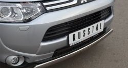 15 649 р. Защита переднего бампера (Ø75х42 мм, нержавейка) Russtal Mitsubishi Outlander GF дорестайлинг (2012-2014)  с доставкой в г. Королёв. Увеличить фотографию 2