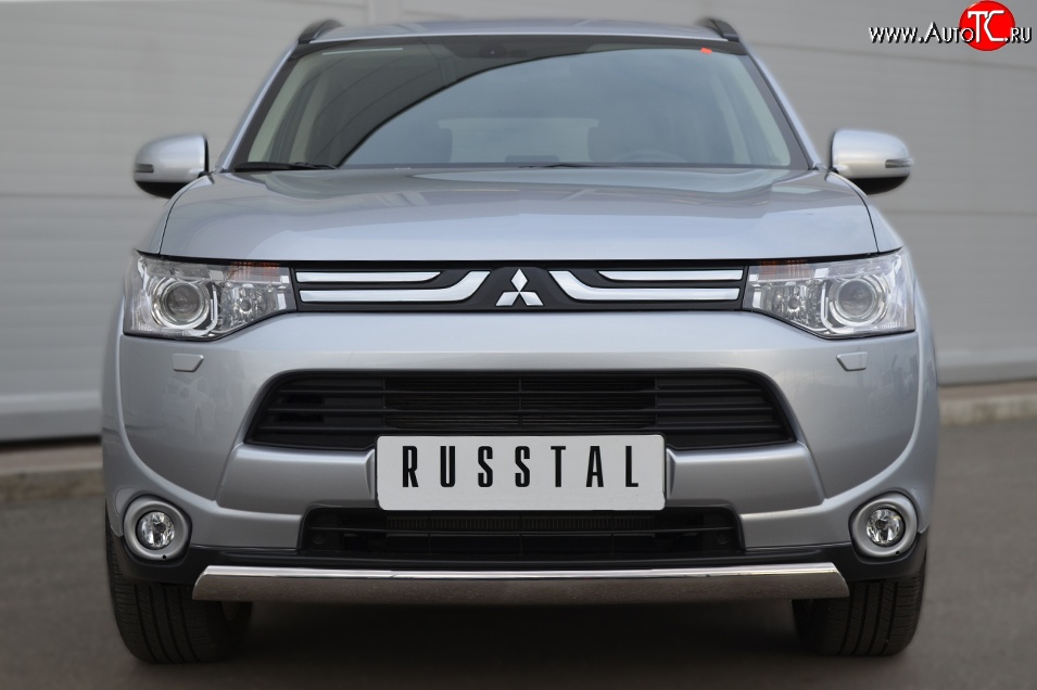 15 649 р. Защита переднего бампера (Ø75х42 мм, нержавейка) Russtal Mitsubishi Outlander GF дорестайлинг (2012-2014)  с доставкой в г. Королёв