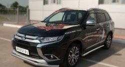 15 299 р. Защита порогов из круглой трубы диаметром 63 мм (рестайлинг) Russtal Mitsubishi Outlander GF 2-ой рестайлинг (2015-2018) (Защита порогов с со скосами на торцах (вариант 1))  с доставкой в г. Королёв. Увеличить фотографию 4