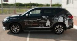 24 649 р. Широкая защита порогов SLITKOFF Mitsubishi Outlander GF 2-ой рестайлинг (2015-2018)  с доставкой в г. Королёв. Увеличить фотографию 2