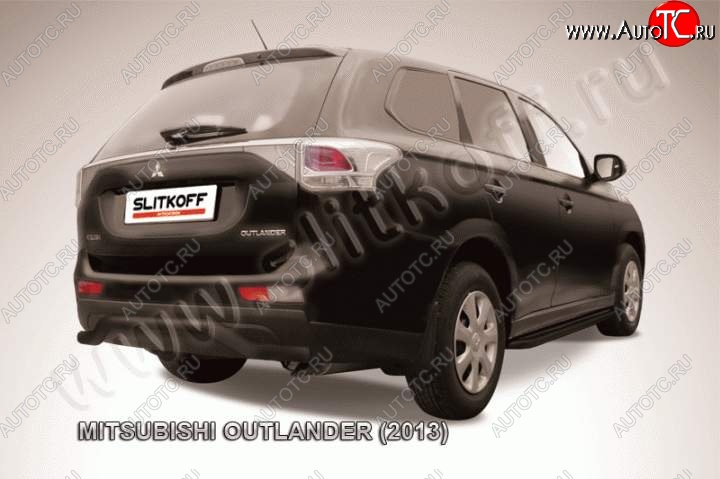 7 249 р. Защита задняя Slitkoff  Mitsubishi Outlander  GF (2012-2014) дорестайлинг (Цвет: серебристый)  с доставкой в г. Королёв