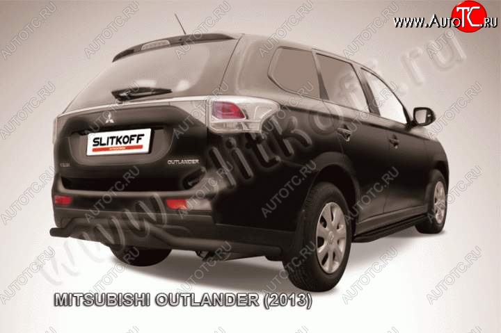 9 399 р. Защита задняя Slitkoff  Mitsubishi Outlander  GF (2012-2014) дорестайлинг (Цвет: серебристый)  с доставкой в г. Королёв