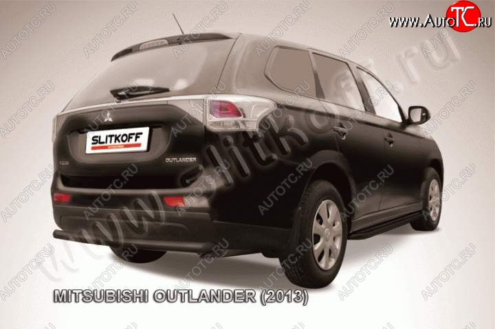 6 349 р. Защита задняя Slitkoff  Mitsubishi Outlander  GF (2012-2014) дорестайлинг (Цвет: серебристый)  с доставкой в г. Королёв