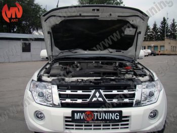 4 099 р. Упор капота MV-Tuning (двойной) Mitsubishi Pajero 4 V80 дорестайлинг (2006-2011)  с доставкой в г. Королёв. Увеличить фотографию 3