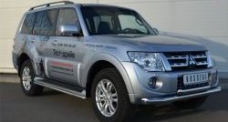 25 199 р. Защита переднего бампера (2 трубыØ76 и 63 мм, нержавейка) SLITKOFF  Mitsubishi Pajero ( 4 V90,  4 V80) (2011-2015) 1-ый рестайлинг, 3 дв. 1-ый рестайлинг  с доставкой в г. Королёв. Увеличить фотографию 4