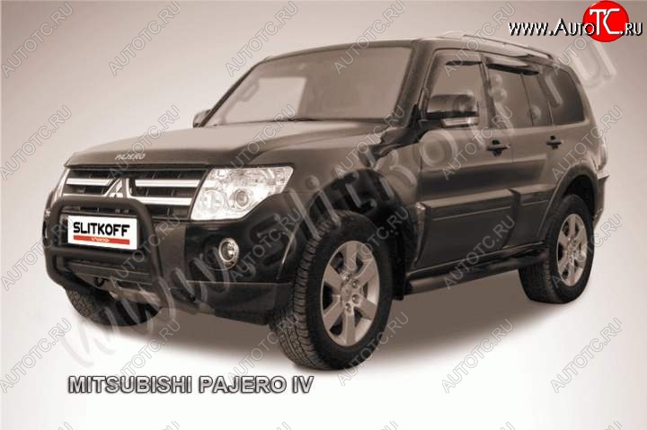 16 899 р. Кенгурятник d57 низкий Mitsubishi Pajero 4 V90 дорестайлинг (2006-2011) (Цвет: серебристый)  с доставкой в г. Королёв