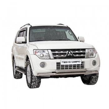 Защита переднего бампера (двойная, d63.5 mm) ТехноСфера (Техно Сфера) Mitsubishi Pajero 4 V90 дорестайлинг (2006-2011) ()