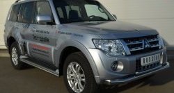 13 349 р. Защита порогов из круглой трубы диаметром 42 мм Russtal Mitsubishi Pajero 4 V90 дорестайлинг (2006-2011) (Защита порогов с со скосами на торцах (вариант 1))  с доставкой в г. Королёв. Увеличить фотографию 7