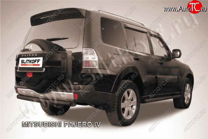 9 799 р. Защита задняя Slitkoff  Mitsubishi Pajero  4 V90 (2006-2020) дорестайлинг, 1-ый рестайлинг, 2-ой рестайлинг (Цвет: серебристый)  с доставкой в г. Королёв