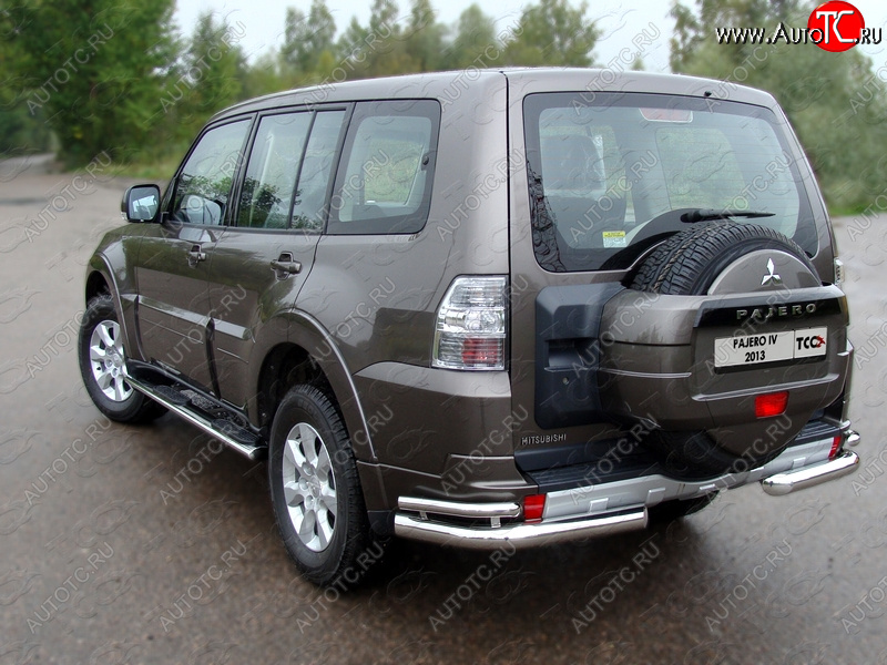 27 999 р. Защита заднего бампера (уголки двойные) ТСС 76,1/42,4 мм Mitsubishi Pajero 4 V90 дорестайлинг (2006-2011)  с доставкой в г. Королёв