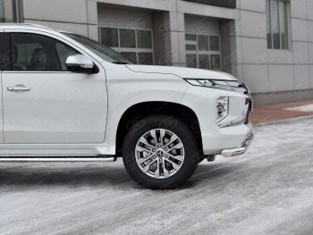 26 649 р. Защита переднего бампера (2 трубы Ø76 и 42 мм, нержавейка) SLITKOFF  Mitsubishi Pajero Sport  QF (2019-2022) рестайлинг  с доставкой в г. Королёв. Увеличить фотографию 4