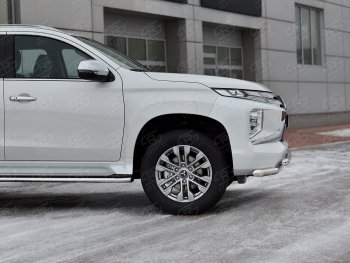 22 699 р. Защита переднего бампера (2 трубы Ø63 и 42 мм, нержавейка) SLITKOFF  Mitsubishi Pajero Sport  QF (2019-2022) рестайлинг  с доставкой в г. Королёв. Увеличить фотографию 4