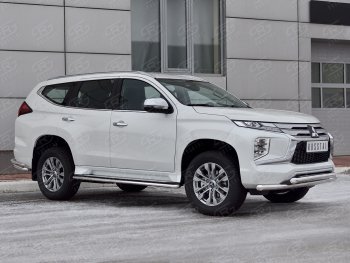 24 999 р. Защита переднего бампера (2 трубы Ø63 и 42 мм, нержавейка) SLITKOFF Mitsubishi Pajero Sport QF рестайлинг (2019-2022)  с доставкой в г. Королёв. Увеличить фотографию 3