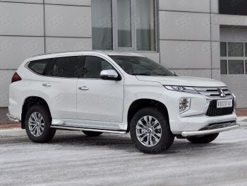 20 999 р. Защита переднего бампера (Ø76 мм, нержавейка) SLITKOFF  Mitsubishi Pajero Sport  QF (2019-2022) рестайлинг  с доставкой в г. Королёв. Увеличить фотографию 3