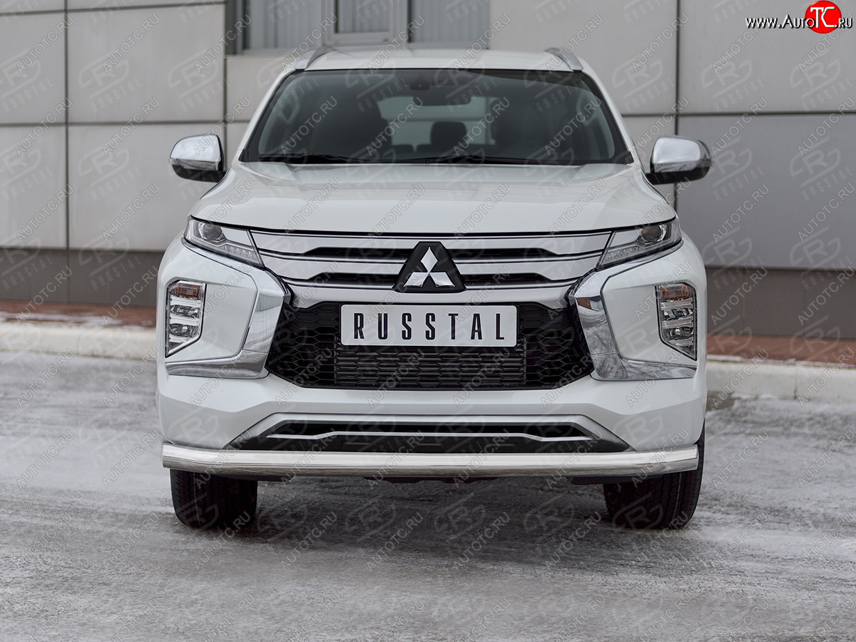 20 999 р. Защита переднего бампера (Ø76 мм, нержавейка) SLITKOFF  Mitsubishi Pajero Sport  QF (2019-2022) рестайлинг  с доставкой в г. Королёв