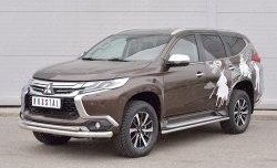 19 849 р. Защита переднего бампера (2 трубыØ76 и 42 мм, нержавейка) SLITKOFF  Mitsubishi Pajero Sport  QE (2015-2021) дорестайлинг  с доставкой в г. Королёв. Увеличить фотографию 2