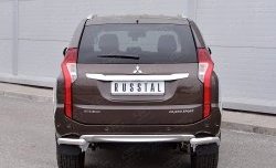 Защита заднего бампера (Ø63 мм уголки, нержавейка) SLITKOFF Mitsubishi Pajero Sport QE дорестайлинг (2015-2021)