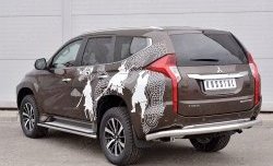 16 949 р. Защита заднего бампера (Ø76 мм, нержавейка) SLITKOFF Mitsubishi Pajero Sport QE дорестайлинг (2015-2021)  с доставкой в г. Королёв. Увеличить фотографию 2