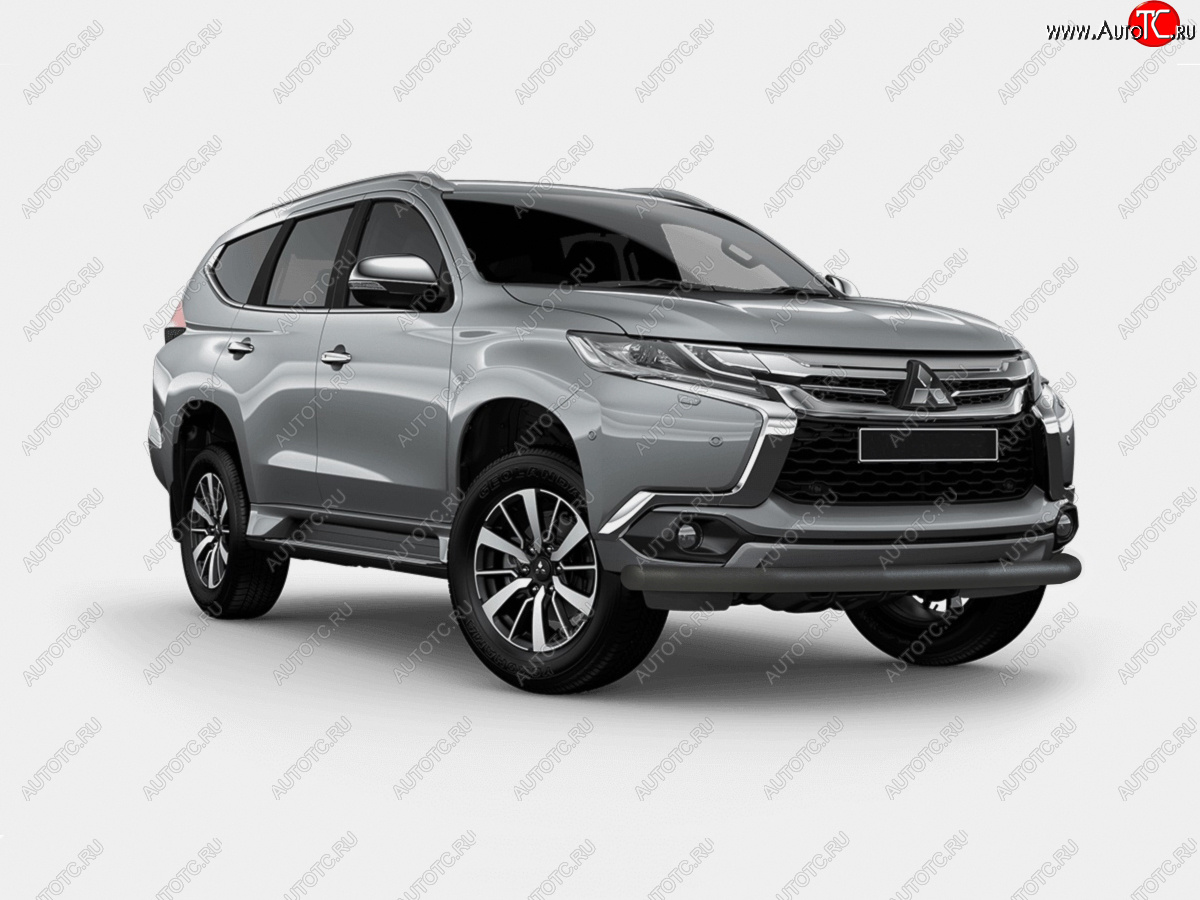 10 999 р. Защита переднего бампера (Ø63 мм, окрашенная) SLITKOFF  Mitsubishi Pajero Sport  QE (2015-2021) дорестайлинг (цвет черный муар)  с доставкой в г. Королёв