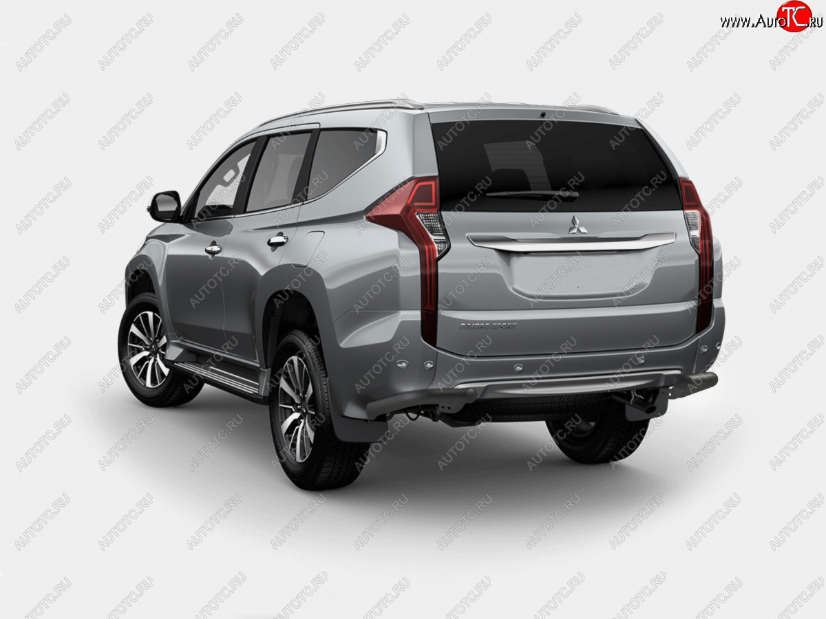 10 599 р. Защита заднего бампера SLITKOFF (Ø63 мм уголки, крепеж Bosal)  Mitsubishi Pajero Sport  QE (2015-2021) дорестайлинг (нержавейка с полимерным покрытием, черный)  с доставкой в г. Королёв