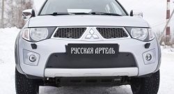 1 159 р. Зимняя заглушка решетки переднего бампера РА Mitsubishi Pajero Sport PB дорестайлинг (2008-2013)  с доставкой в г. Королёв. Увеличить фотографию 2