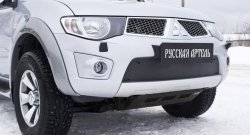 1 159 р. Зимняя заглушка решетки переднего бампера РА Mitsubishi Pajero Sport PB дорестайлинг (2008-2013)  с доставкой в г. Королёв. Увеличить фотографию 3