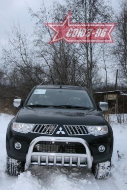 18 314 р. Защита переднего бампера Souz-96 (d76) Mitsubishi Pajero Sport PB дорестайлинг (2008-2013)  с доставкой в г. Королёв. Увеличить фотографию 2