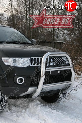 16 739 р. Защита переднего бампера Souz-96 (d76) Mitsubishi Pajero Sport PB дорестайлинг (2008-2013)  с доставкой в г. Королёв