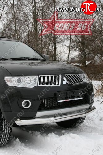 11 564 р. Защита переднего бампера одинарная Souz-96 (d76) Mitsubishi Pajero Sport PB дорестайлинг (2008-2013)  с доставкой в г. Королёв