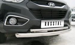 Защита переднего бампера (2 трубыØ63 и 42 мм, нержавейка) SLITKOFF Hyundai IX35 LM рестайлинг (2013-2018)