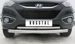 21 299 р. Защита переднего бампера (2 трубыØ76 и 42 мм, нержавейка) SLITKOFF  Hyundai IX35  LM (2009-2018) дорестайлинг, рестайлинг  с доставкой в г. Королёв. Увеличить фотографию 2